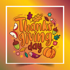 hand drawn thanksgiving text design vector illustration