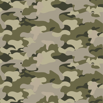 Military clothing seamless pattern vector art image. Camouflage continuous background wallpaper texture design.