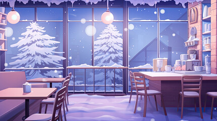 Anime Winter Wonderland: A snowy Christmas village with twinkling lights and festive decorations, captured in a heartwarming anime style