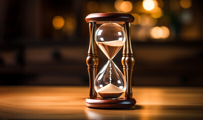 illustration of hourglass with sand. Concept of time. Created with Generative AI