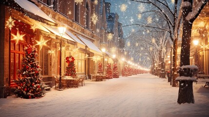Fototapeta na wymiar winter street at Christmas time