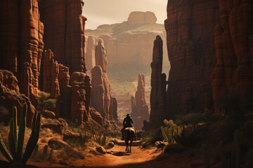 Cowboy’s Solitary Journey through the Desert Canyon