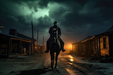 Mysterious Night in Abandoned Western Town