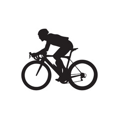 Obraz premium black silhouette of a Cyclist racing on a road bike
