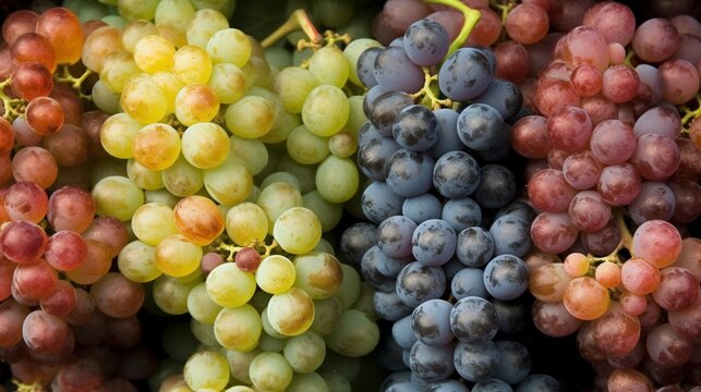 Bunch of different colored grapes beautiful image Ai generated art