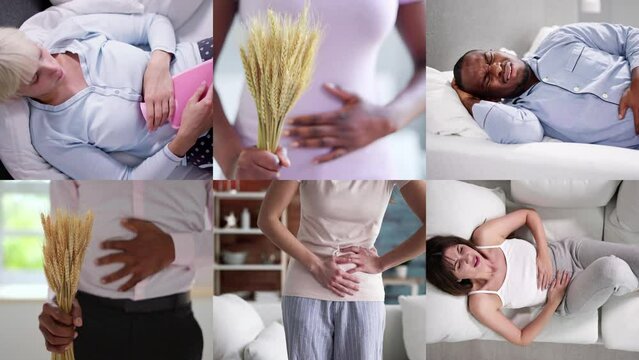 Celiac Disease And Gluten Intolerance. Women Holding Spikelet