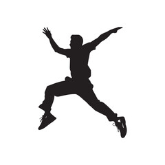 Fototapeta na wymiar Man in a dynamic and energetic jumping pose
