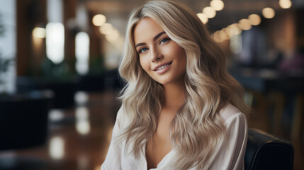 Obraz premium portrait of a beautiful young blonde smiling women