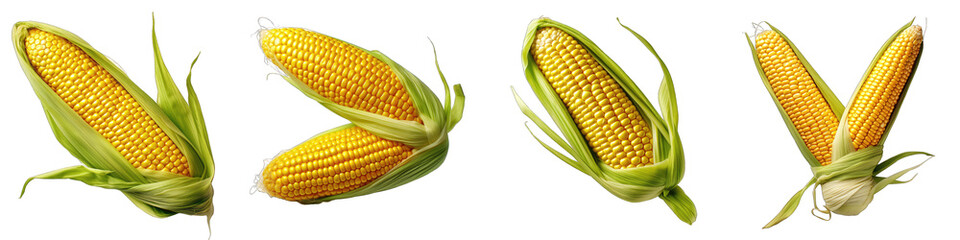 An ear of corn Hyperrealistic Highly Detailed Isolated On Transparent Background Png File - obrazy, fototapety, plakaty