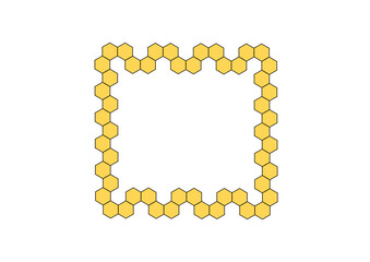 rahmen aus aneinander gereihten sechsecken mit gelber füllung, bienenwaben, modernes abstraktes design, interessante grafik