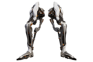 Fototapeta na wymiar Realistic Exoskeleton robot legs PNG isolated on white and transparent background - sci-fi technology concept