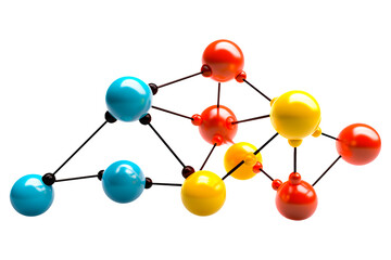 Obraz premium Realistic molecule PNG or atom PNG isolated on transparent and white background , Abstract structure for Science or chemistry medical concept 