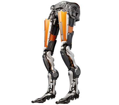 Realistic Exoskeleton robot legs PNG isolated on white and transparent background - sci-fi technology concept