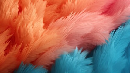 horizontal close up view of colorful feathers AI generated
