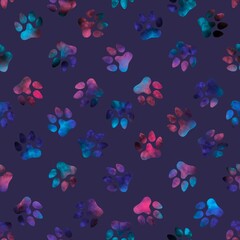 Obraz premium Animals footprints seamless cat and dogs pattern for wrapping paper and fabrics and linens and kids clothes print