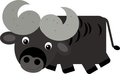 Cartoon happy farm animal cheerful buffalo isolated isolated safari illustration for children