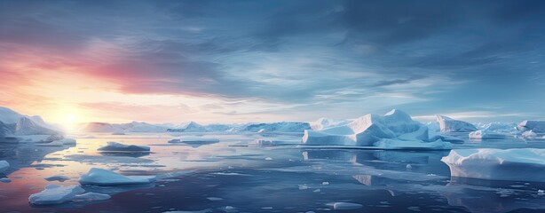 Arctic ocen with icebergs - obrazy, fototapety, plakaty