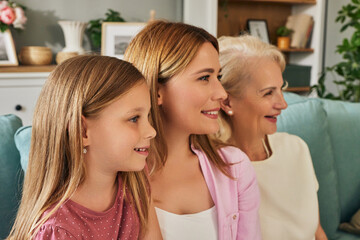Naklejka premium Three female generation portrait at home