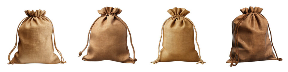Burlap sack Hyperrealistic Highly Detailed Isolated On Transparent Background Png File - obrazy, fototapety, plakaty