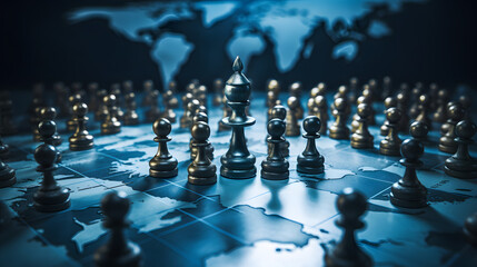 Chess figures on the chessboard representing the Earth ground