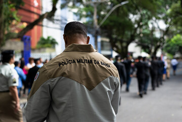 Military police soldiers are seen during the Brazilian Independence Day parade in the city of...