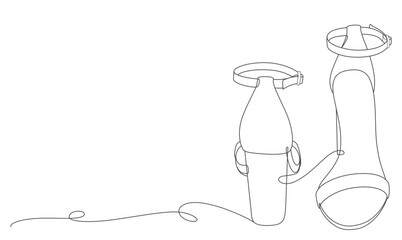 vector heellswoman shoes outline doodle. continuous line art lady lifestyle product background