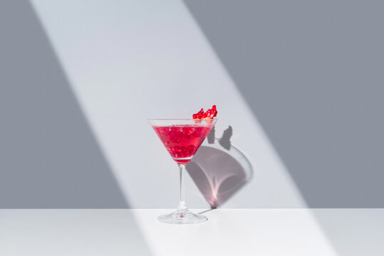 Elegant pomegranate cocktail presentation