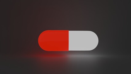 Shining red white capsule pill on a white background - Medicine healthcare medicaments