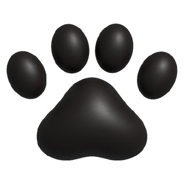 Premium black animal paw on white background