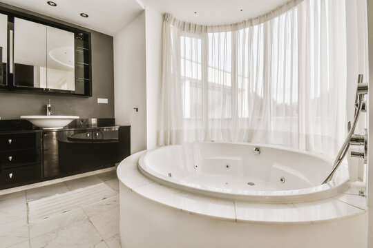 Bathroom with large jacuzzi tub