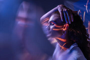 Woman's dance with shadows, spirituality, and mental states