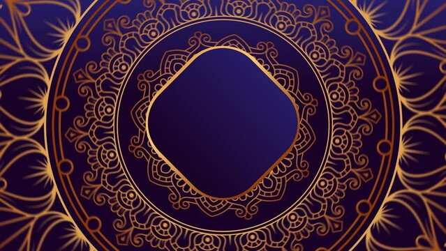 Landscape video - Abstract Golden blue mandala art 4k video footage, Floral vintage decorative element's, Mandala animation with seamless looping on the alpha channel, Editable background.