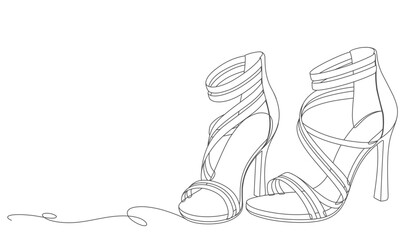 line art vector of high heels. continuous line drawing simple woman fashion illustration