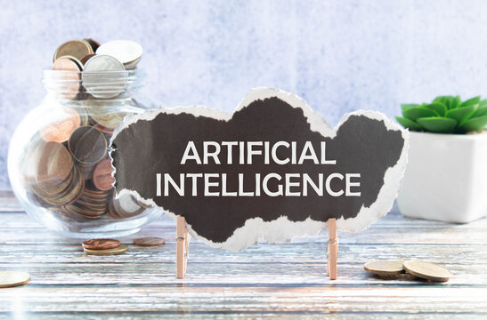 Artificial Intelligence technology concept with text AI made of electronic circuit board with microchip above planet