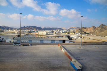 View from a cruise ship of the Sultan's Oman Royal Yacht Squadron, with the Al Said and the...