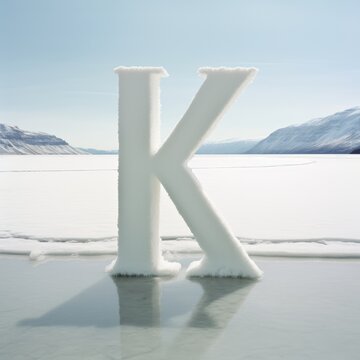 Typography Letter K with snow