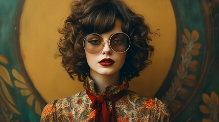 Woman with glasses in vintage styling