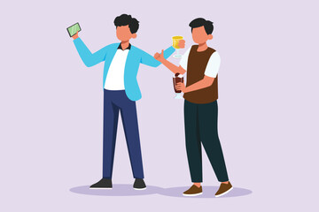 Happy people clinking glasses and drinking at celebratory party. Friends concept. Colored flat vector illustration isolated.