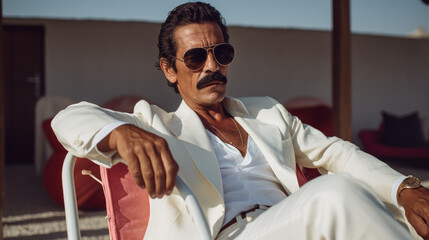 Drug cartel boss chilling on his villa