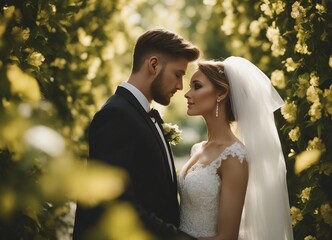 photo shoots of the lovely bride and groom in nature

