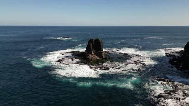 Drone footage of the Pulpit Rock in Mornington Peninsula National Park, Cape Schanck, Australia