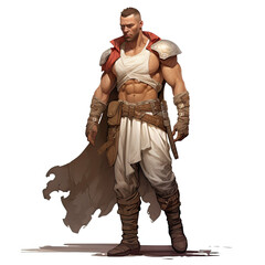Fototapeta premium Digital Gladiator Warrior – Clean White , Medieval Fantasy RPG Illustration