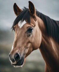 Obraz na płótnie Canvas portrait of a wild horse in nature