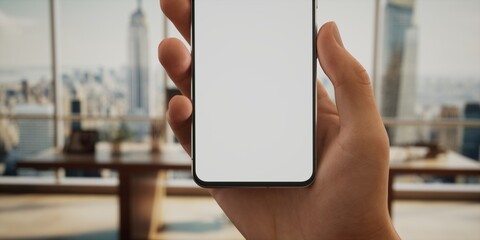 CU 30s Caucasian male using a phone in vertical orientation