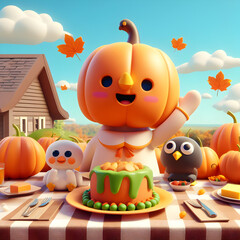 Obraz premium 3d Thanksgiving Celebration, Pumpkin