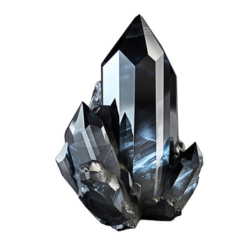 Polished Black hematite crystal isolated on white background