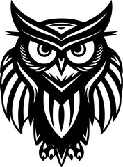 Owl - Black and White Isolated Icon - Vector illustration