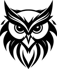 Owl - Black and White Isolated Icon - Vector illustration