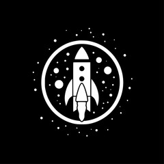 Rocket - Black and White Isolated Icon - Vector illustration