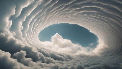 Inside a excessively long spiral tunnel of clouds